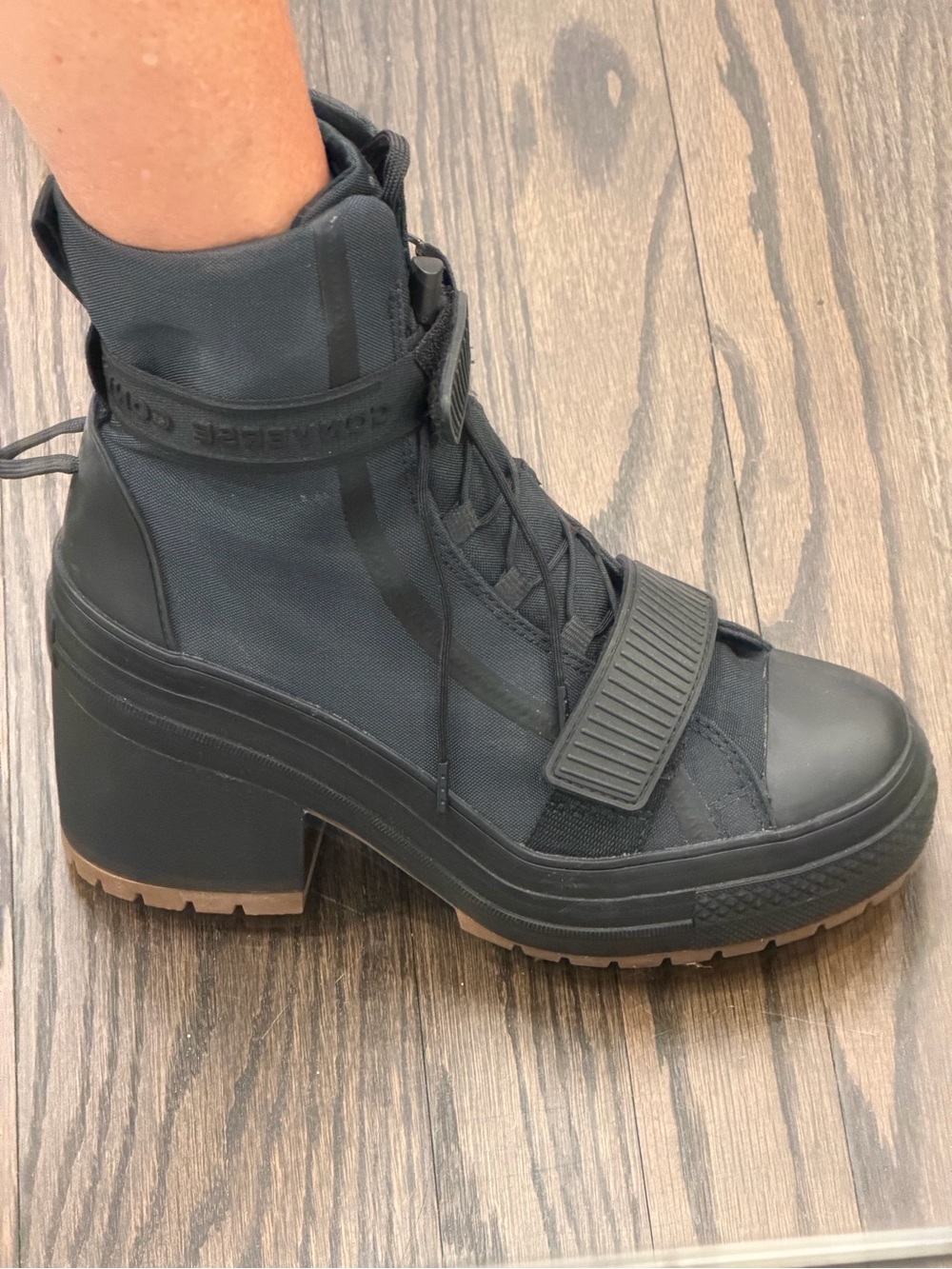 Converse Black Platform Lace-Up Heeled Boots - Picture 4 of 16